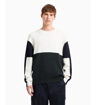 Armani Exchange Sweter colorblock biały, czarny