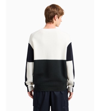 Armani Exchange Sweter colorblock biały, czarny