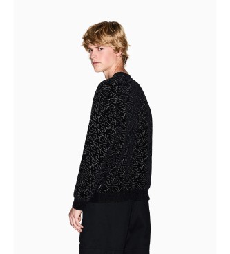 Armani Exchange Pulover z logotipom črn
