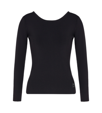 Armani Exchange Maglione nero con scollo a barchetta