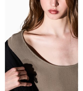 A|X Armani Exchange Brun ribbad T-shirt