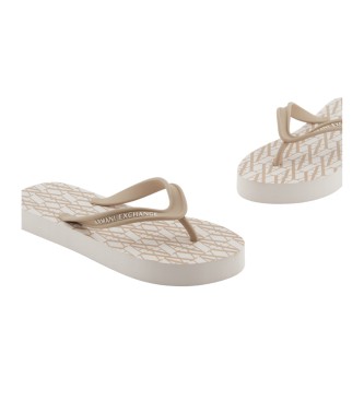 Armani Exchange Flip flops vit EVA-struktur