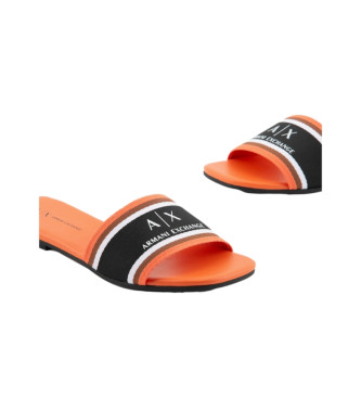Armani Exchange Zwarte platte sandalen