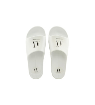 Armani Exchange White logo flip-flops