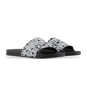 Armani Exchange Flip-flops med logo, sort, hvid