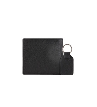 Armani Exchange Serie di portafoglio nero e portachiavi