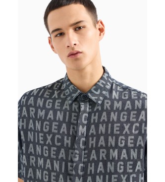 Armani Exchange Camicia in twill blu scuro