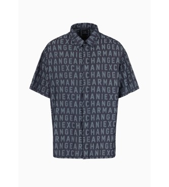 Armani Exchange Camisa de sarja azul-marinho