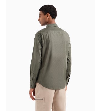 Armani Exchange Camicia slim fit in popeline di cotone stretch verde