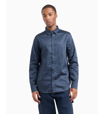 Armani Exchange Camisa de manga comprida azul-marinho