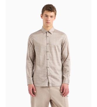 Armani Exchange Camisa bege de manga comprida