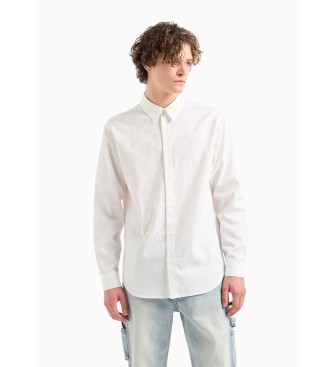 Armani Exchange Camicia Monogram in cotone bianco dalla vestibilit regolare