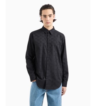 Armani Exchange Camisa regular fit de algodn Monogram negro