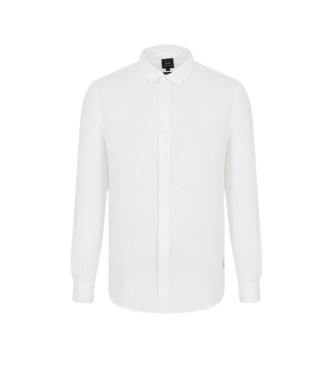 Armani Exchange Casualowa biała koszula o gładkim splocie