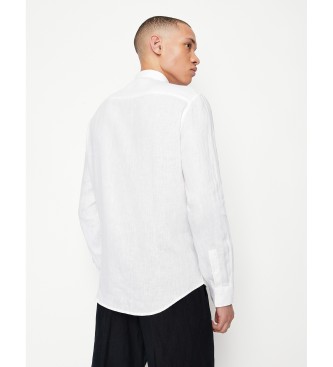 Armani Exchange Afslappet hvid skjorte i ensfarvet vvning