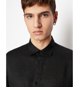 Armani Exchange Camicia casual in lino nero