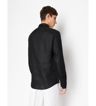 Armani Exchange Casual linnen overhemd zwart