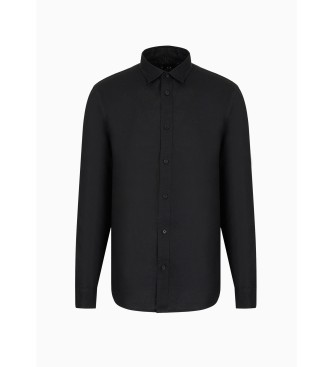 Armani Exchange Priložnostna lanena srajca črna