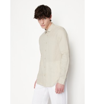 Armani Exchange Camicia casual in lino beige