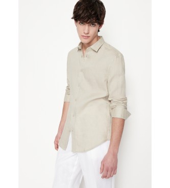 Armani Exchange Camicia casual in lino beige