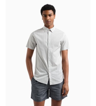 Armani Exchange Camisa de manga curta em popeline de algodo elstico branco