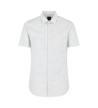 Armani Exchange Camisa de manga curta em popeline de algodo elstico branco