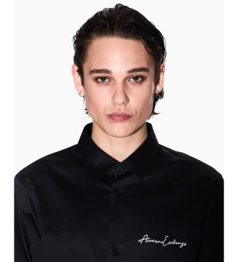 A|X Armani Exchange Elastyczna koszulka w kolorze czarnym