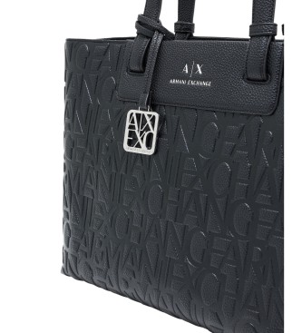 A|X Armani Exchange Borsa con logo integrale nero