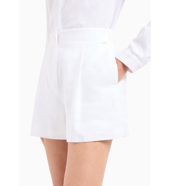 Armani Exchange Short de talle alto blanco