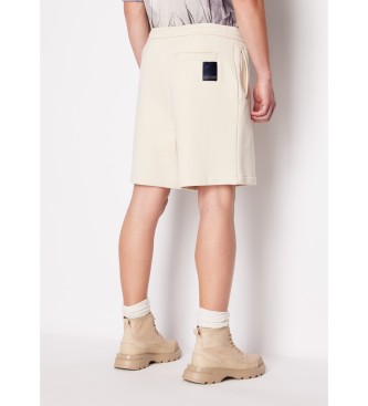 Armani Exchange Beigefarbene Waffel-Shorts aus Polyester