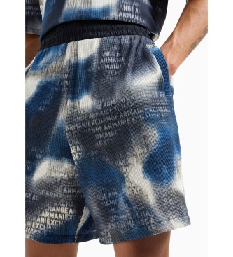 Armani Exchange Shorts med print i marinebl