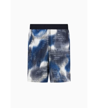 Armani Exchange Navy Printed Shorts