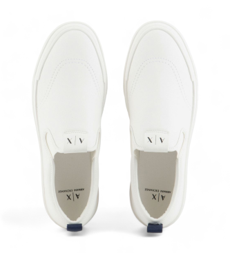 Armani Exchange White Slip On Leather Sneakers