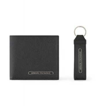 Armani Exchange Black wallet and keyring set