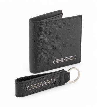 Armani Exchange Black wallet and keyring set
