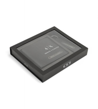 Armani Exchange Black wallet and keyring set