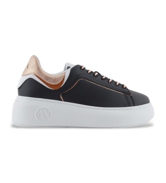 Armani Exchange Baskets en cuir avec application du logo noir