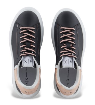 Armani Exchange Leren sportschoenen met zwarte logo-applicatie