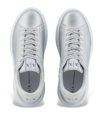 Armani Exchange Leren sportschoenen met zilveren logo-applicatie