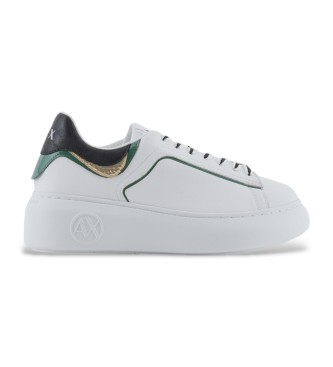 Armani Exchange Leather trainers with white logo appliqu