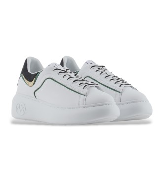 Armani Exchange Leather trainers with white logo appliqu