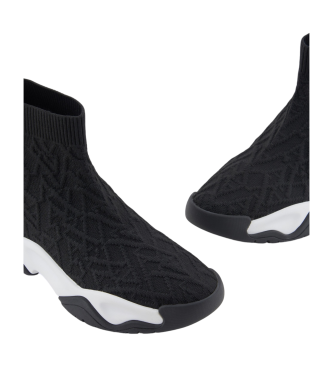 Armani Exchange Stretch fabric sock-like trainers with all-over logo black