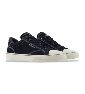 Armani Exchange Tnis de couro macio azul-marinho