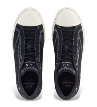 Armani Exchange Tnis de couro macio azul-marinho