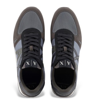 Armani Exchange Sneakersy z ekologicznego zamszu, siateczki i zielonego nylonu