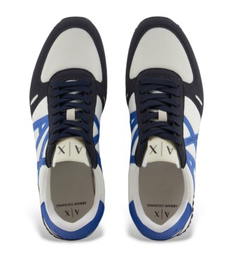 Armani Exchange Zapatillas running retro Rio blanco, azul