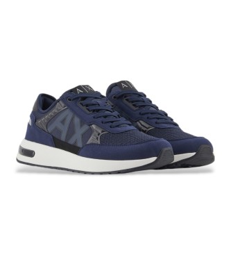 Armani Exchange Navy suede effect trainers