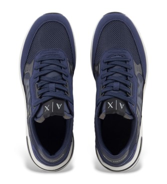 Armani Exchange Marineblaue Turnschuhe mit Wildledereffekt