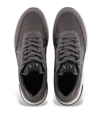 Armani Exchange Graue Turnschuhe aus mehreren Materialien