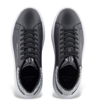 Armani Exchange Black leather trainers